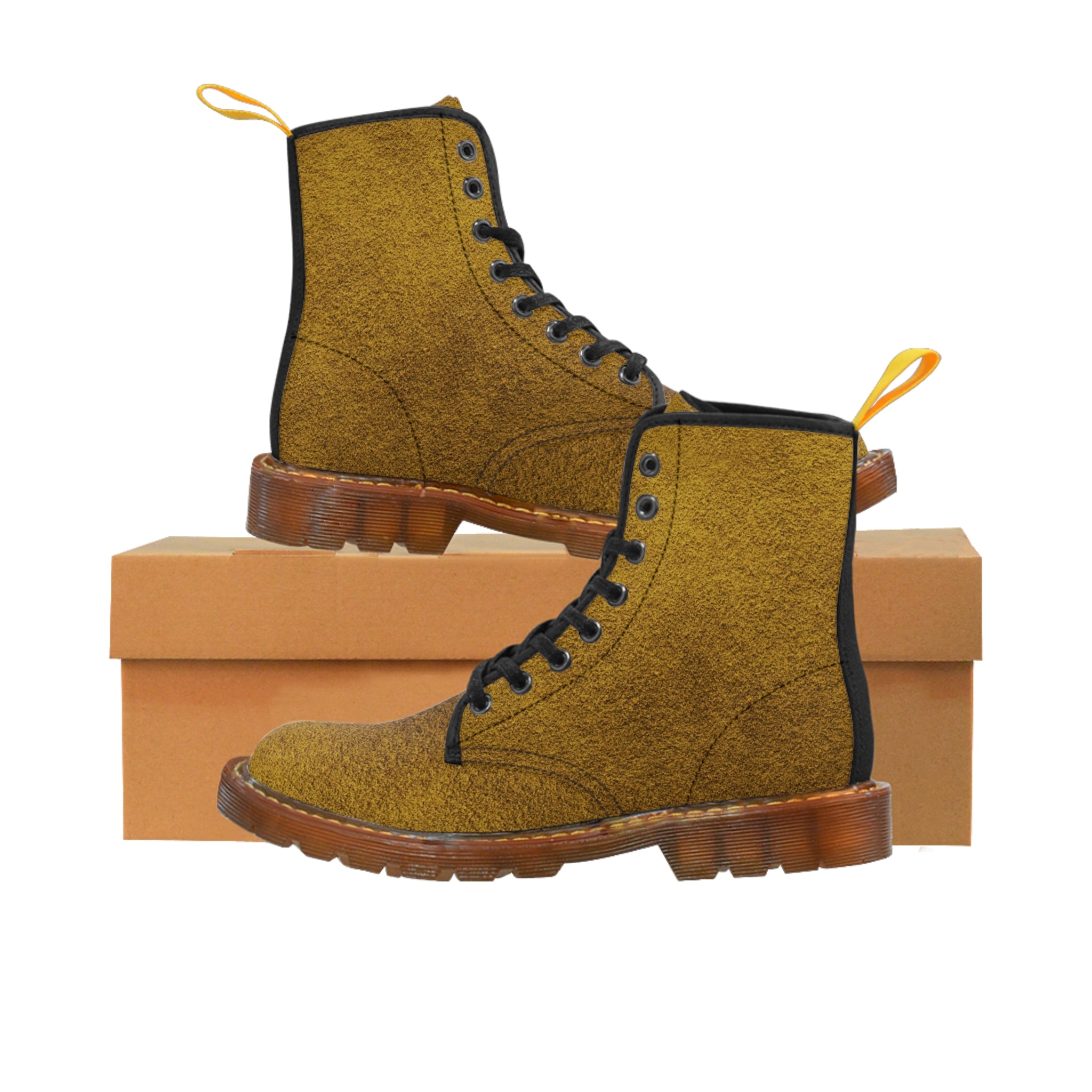 Women's Suede Look Gold Canvas Boots