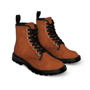 Women's Leather Look Brown Canvas Boots