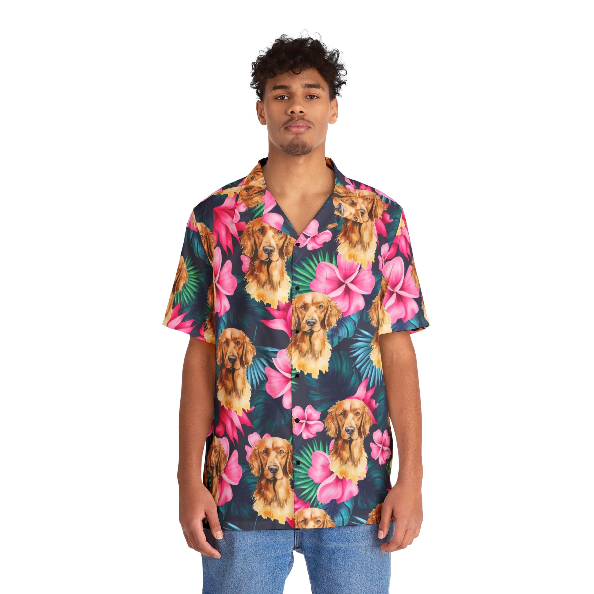 CV2 Boutique Unisex Hawaiian Shirt (AOP) Golden Retriever Tropical