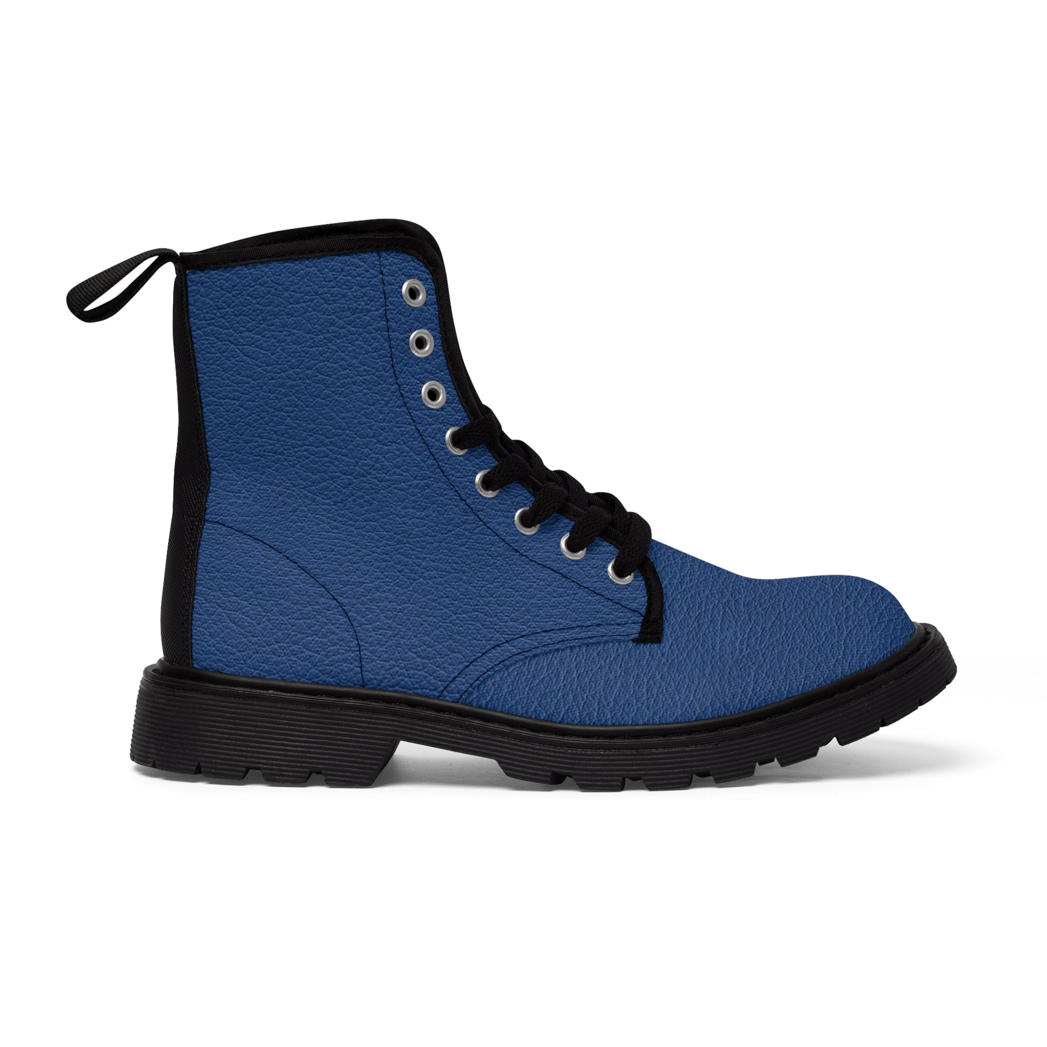 Blue Leather Look Canvas Men's Canvas Boots