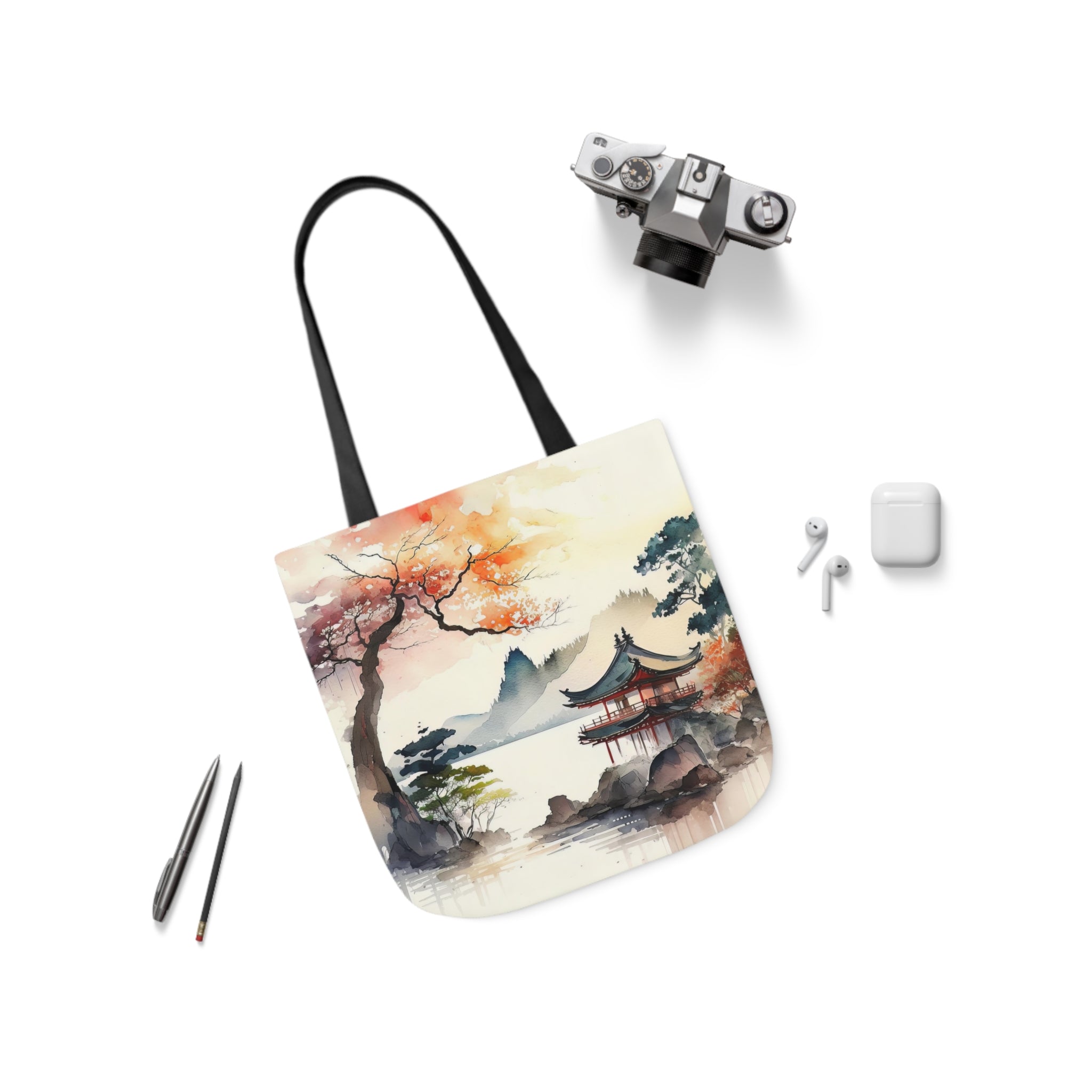 Beautiful Japanese Scene Design Polyester Canvas Tote Bag (AOP)