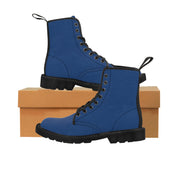 Blue Leather Look Canvas Men's Canvas Boots