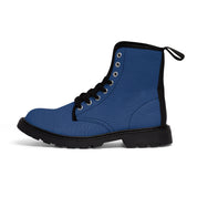 Blue Leather Look Canvas Men's Canvas Boots