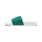 Women's Leather Look Teal Slide Sandals