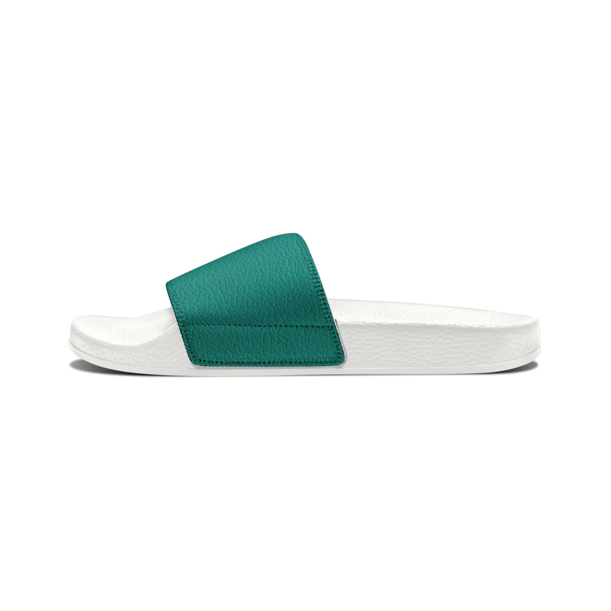 Women's Leather Look Teal Slide Sandals