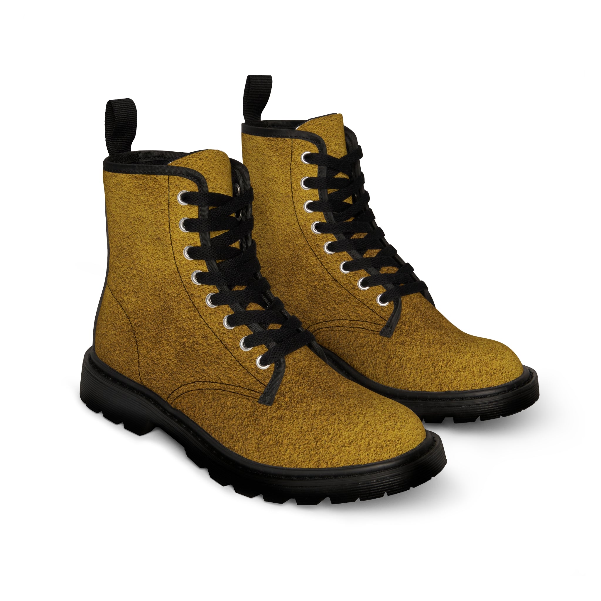 Women's Suede Look Gold Canvas Boots