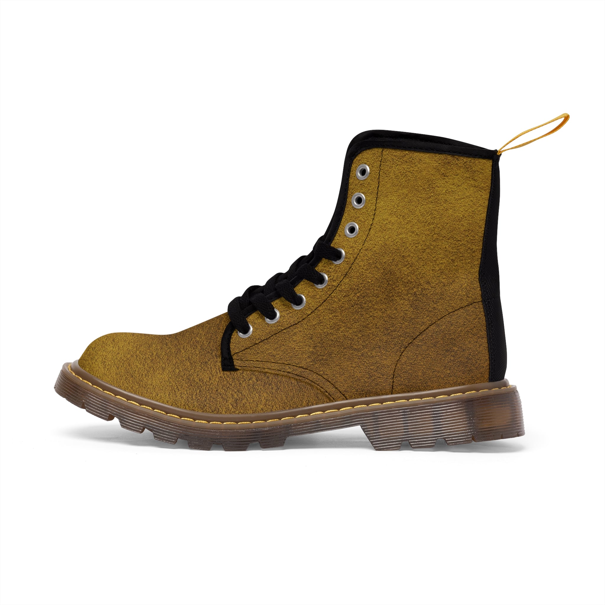 Men's Leather Look Gold Canvas Boots