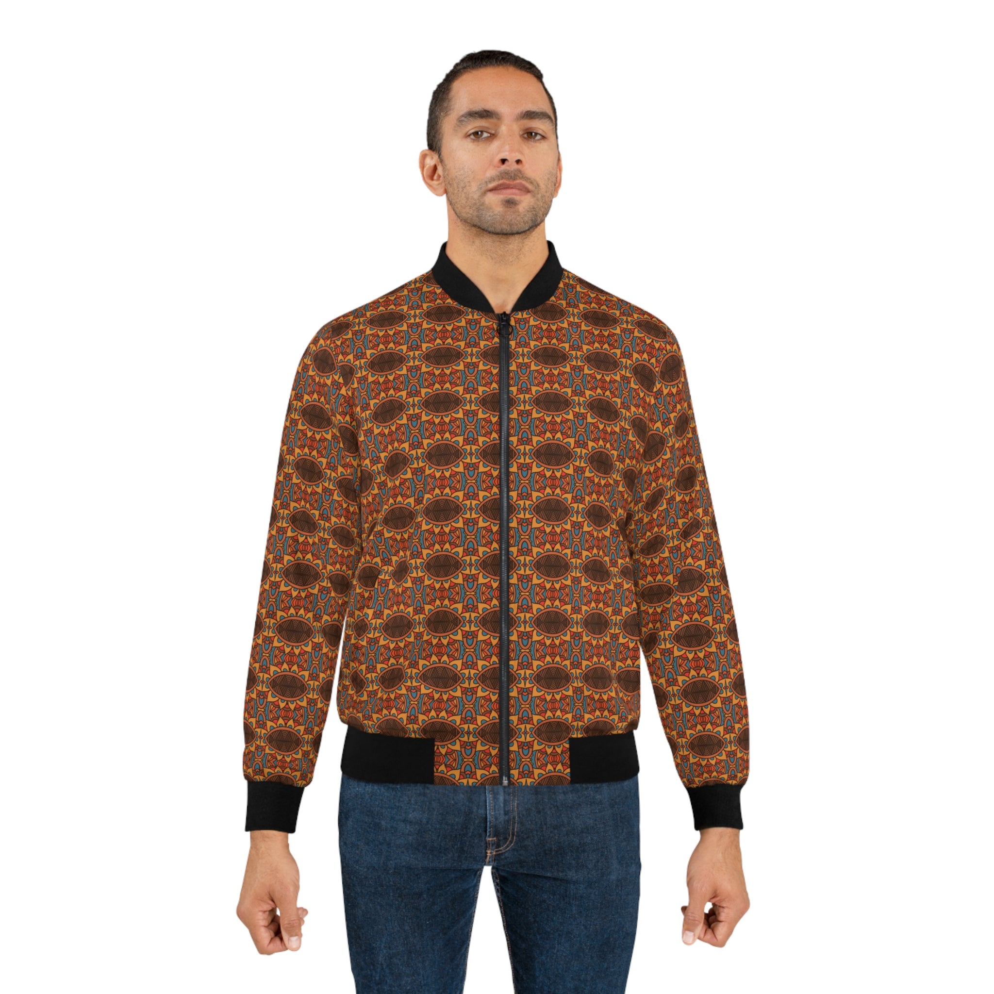 Men's Aztec Vibe Polyester Bomber Jacket (AOP)