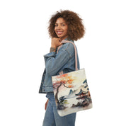 Beautiful Japanese Scene Design Polyester Canvas Tote Bag (AOP)