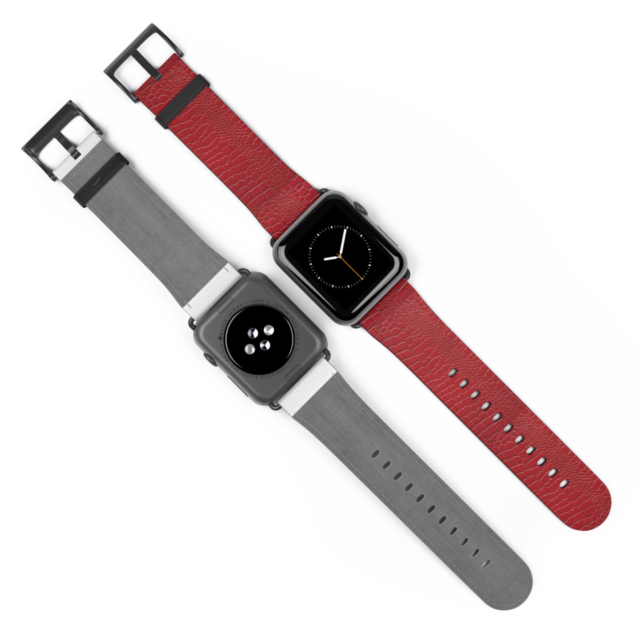 Luxury Look Red Crocodile Watch Band Compatible With Apple Watch