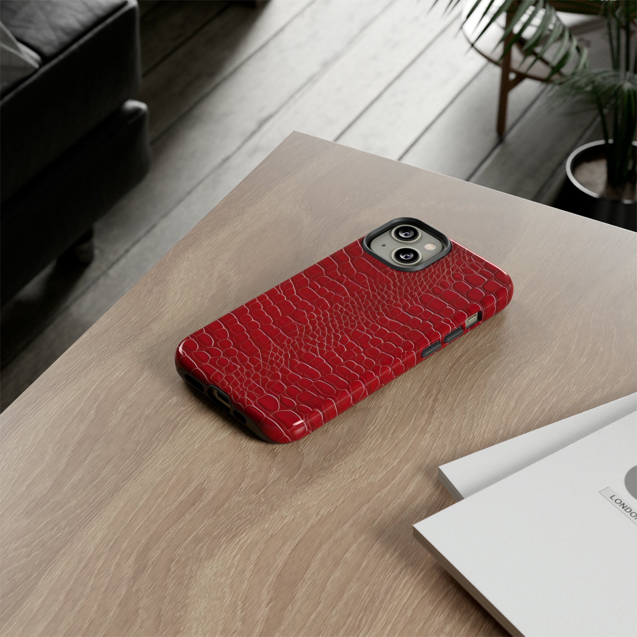 Luxury Look Red Crocodile Phone Case Compatible With iPhone