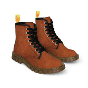 Women's Leather Look Brown Canvas Boots