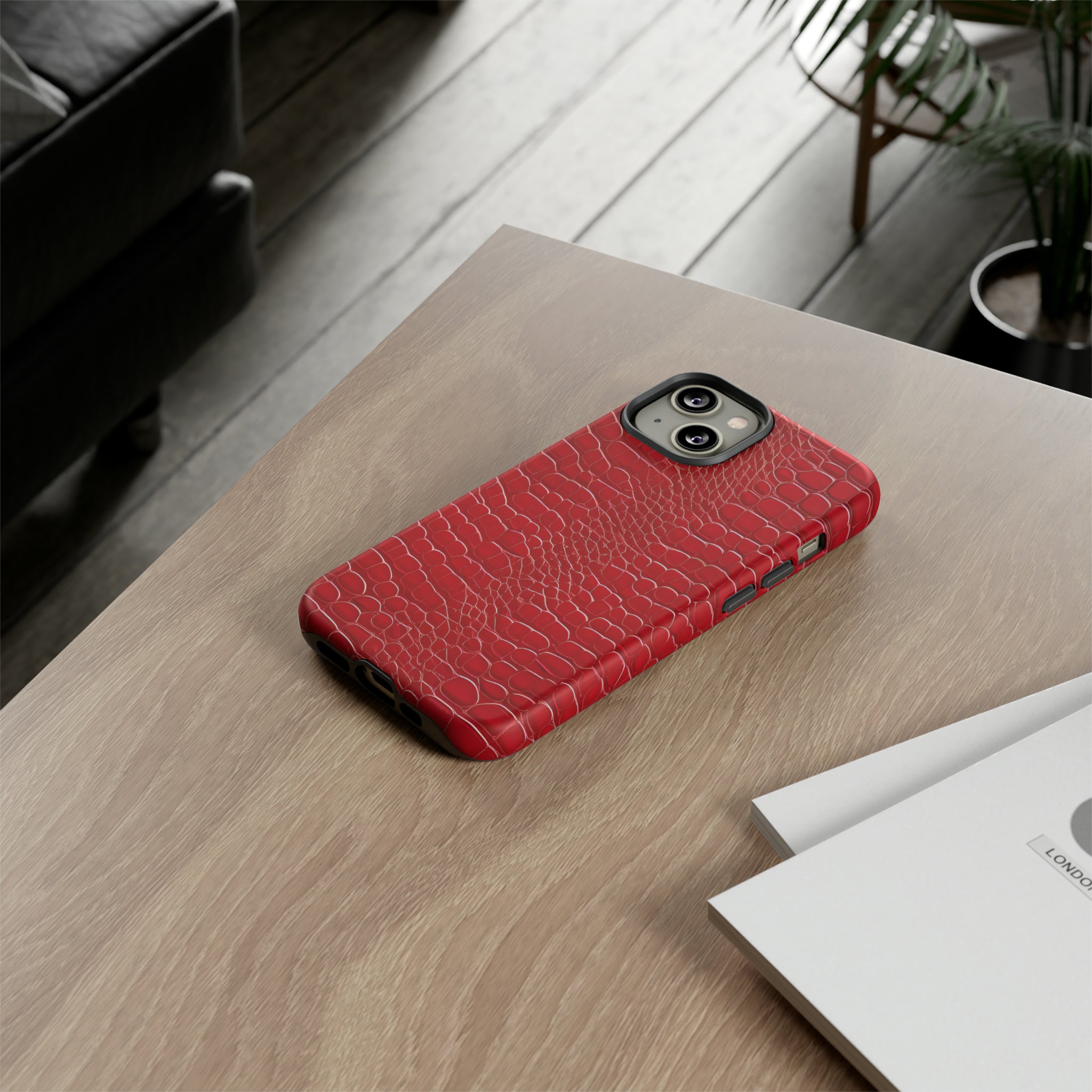 Luxury Look Red Crocodile Phone Case Compatible With iPhone