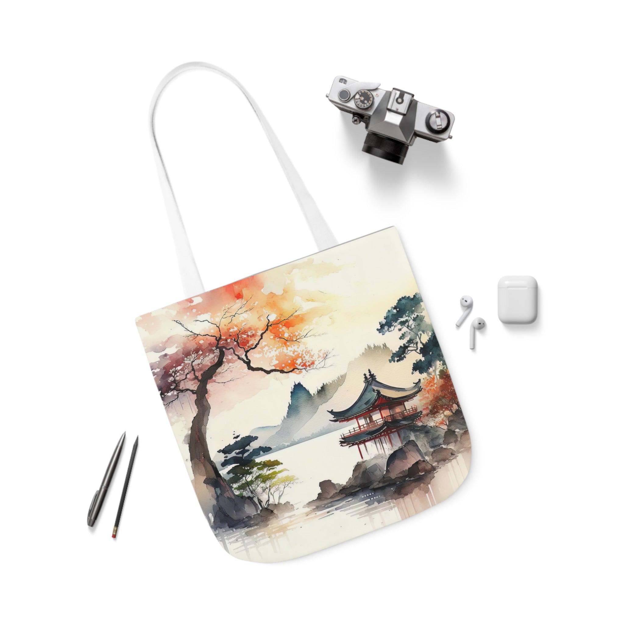 Beautiful Japanese Scene Design Polyester Canvas Tote Bag (AOP)