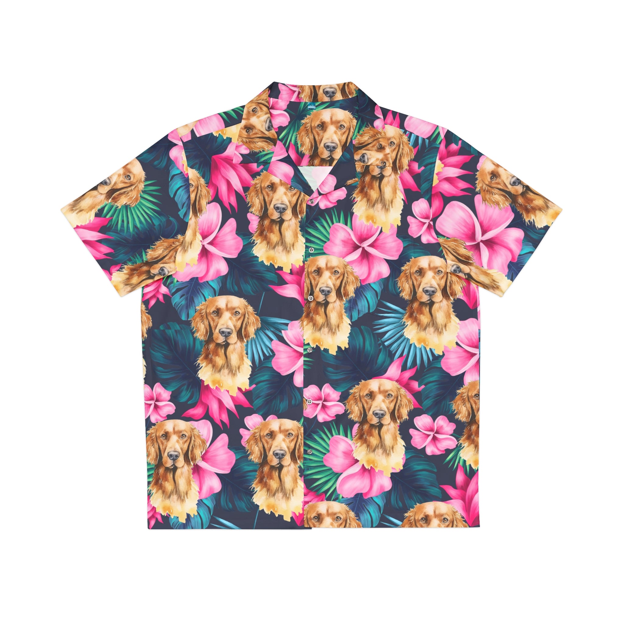 CV2 Boutique Unisex Hawaiian Shirt (AOP) Golden Retriever Tropical