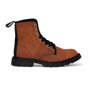 Women's Leather Look Brown Canvas Boots