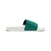 Women's Leather Look Teal Slide Sandals