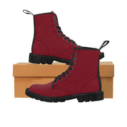 Red Leather Look Women's Canvas Boots