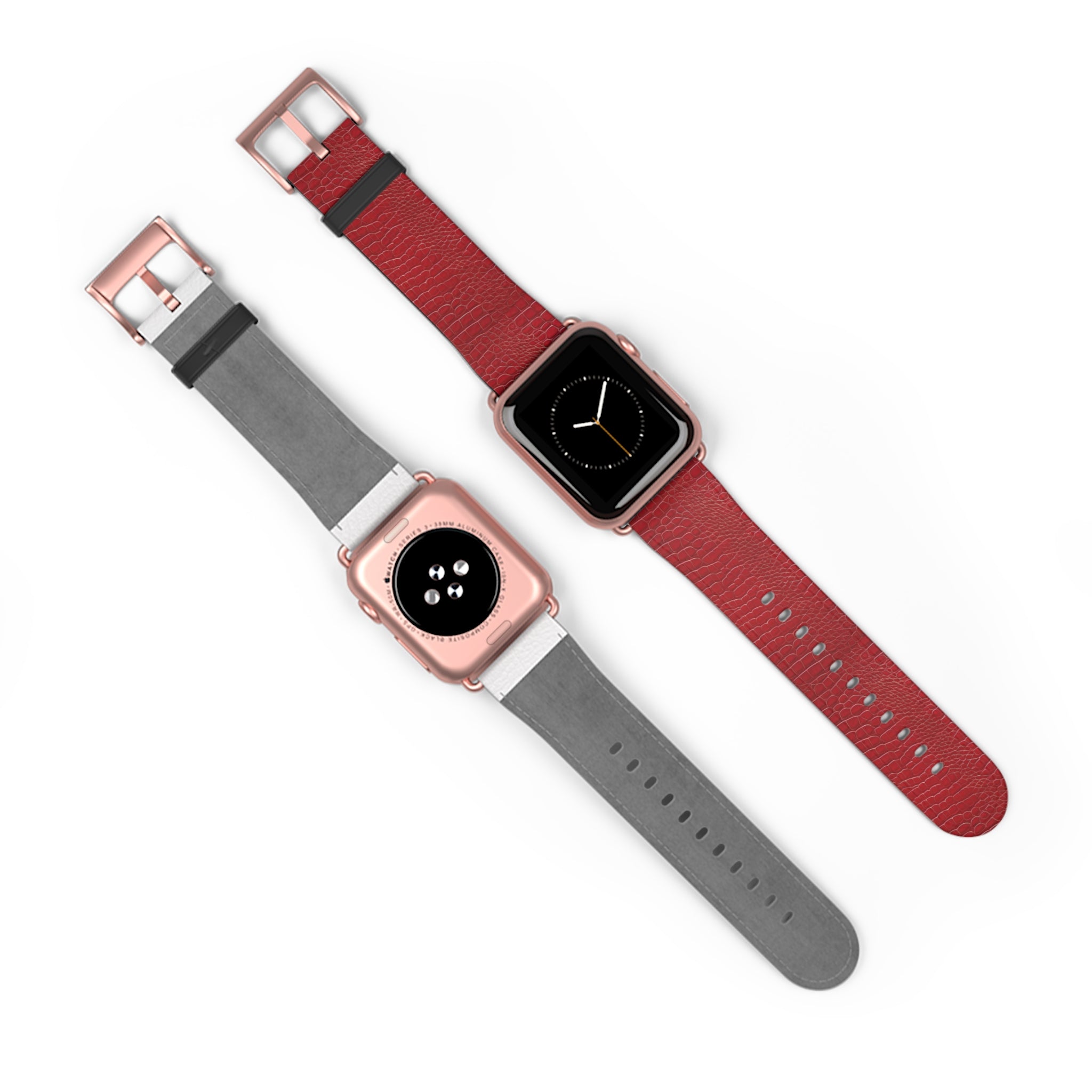 Luxury Look Red Crocodile Watch Band Compatible With Apple Watch