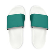 Women's Leather Look Teal Slide Sandals