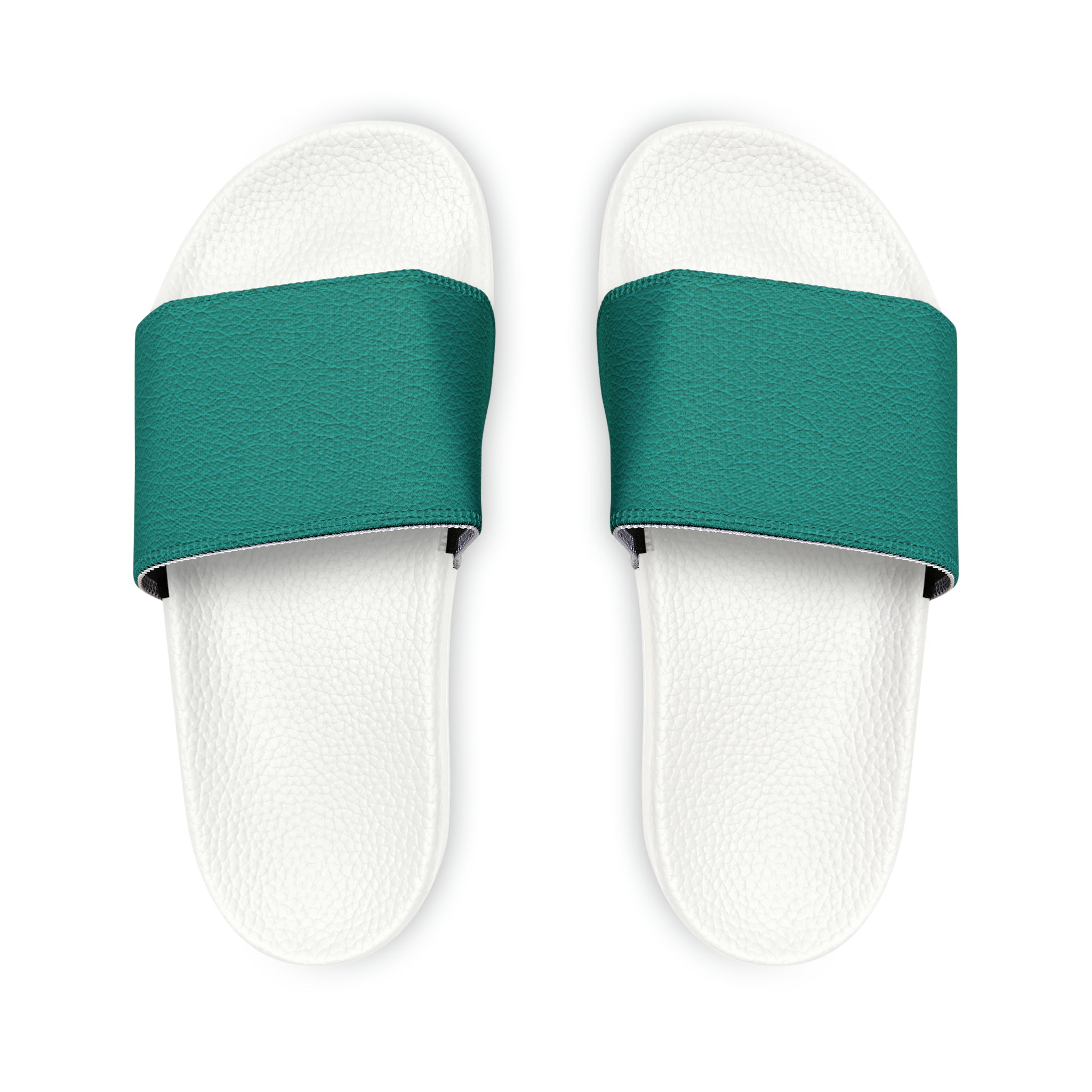 Women's Leather Look Teal Slide Sandals