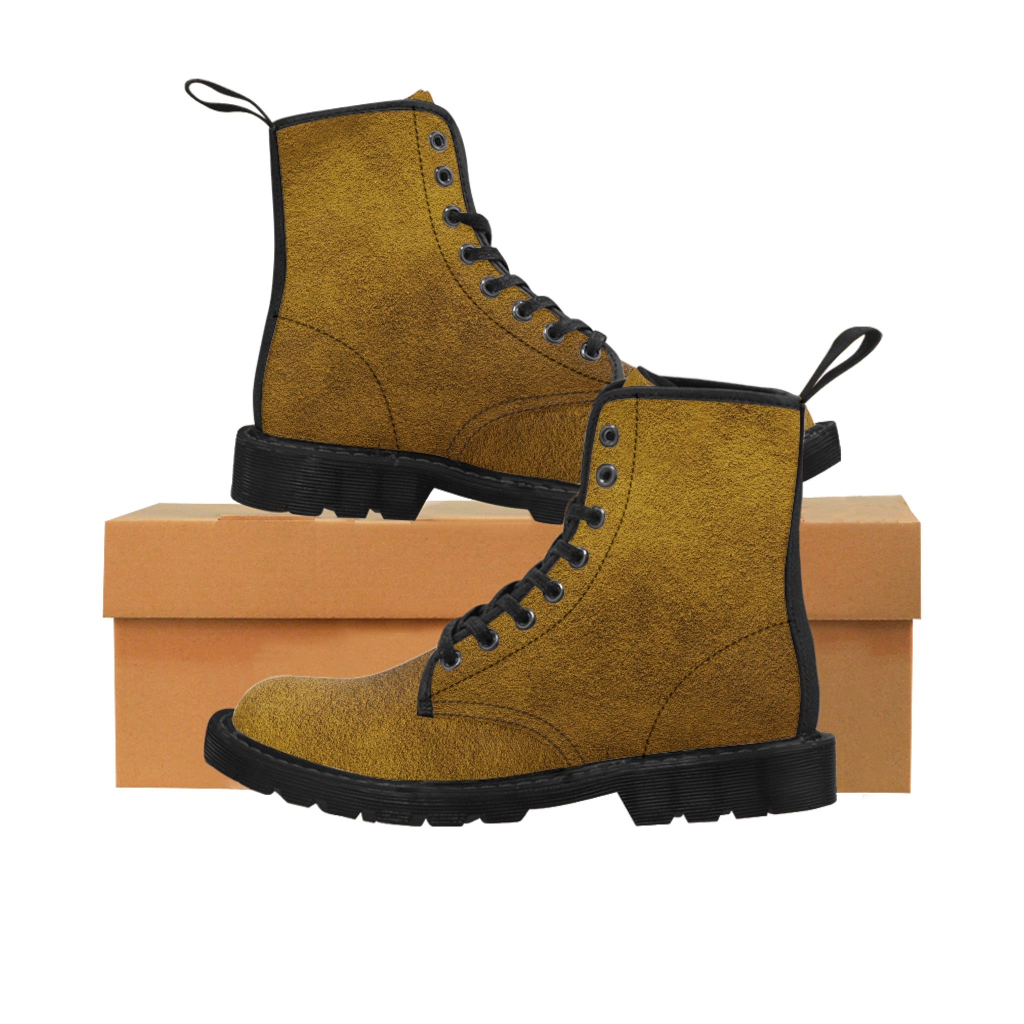 Men's Leather Look Gold Canvas Boots