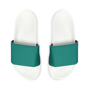 Women's Leather Look Teal Slide Sandals