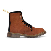 Women's Leather Look Brown Canvas Boots