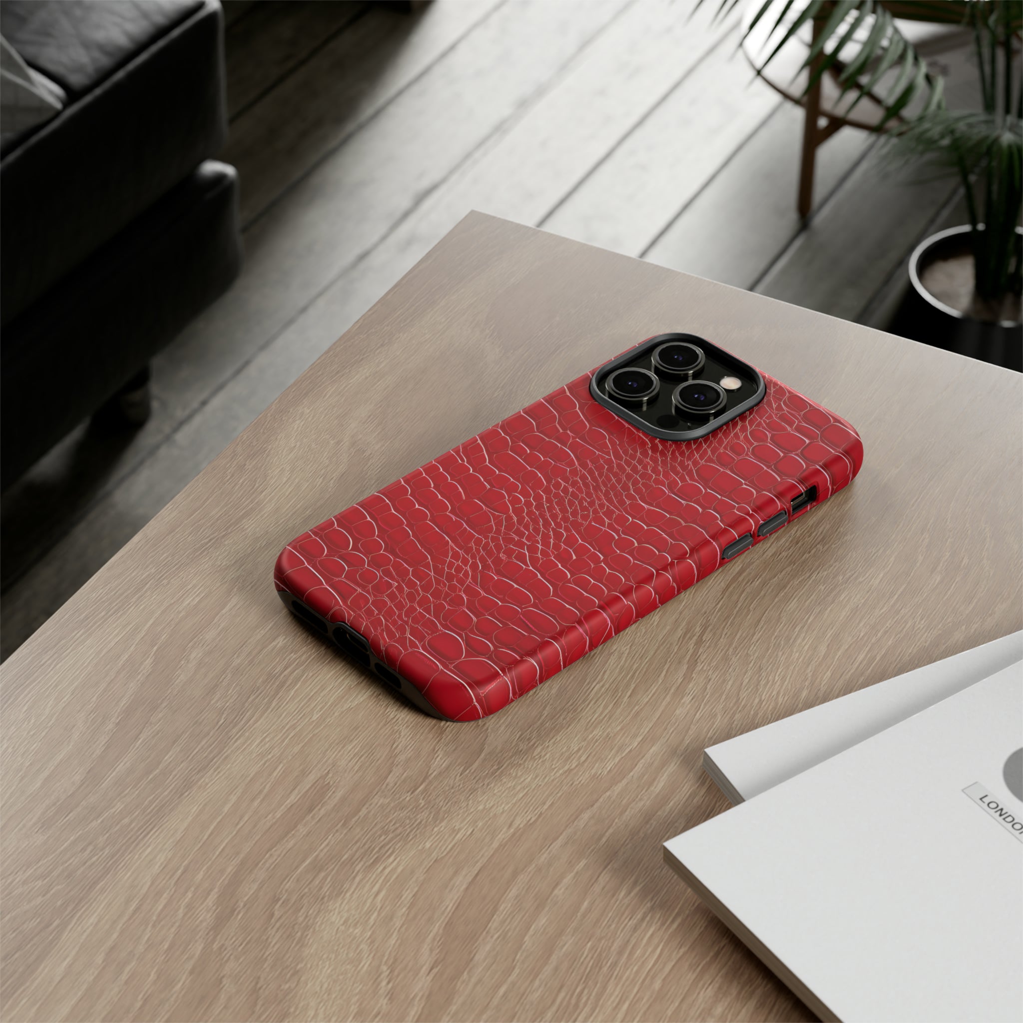 Luxury Look Red Crocodile Phone Case Compatible With iPhone