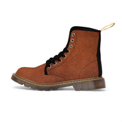 Women's Leather Look Brown Canvas Boots