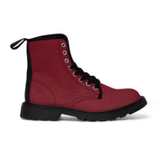 Red Leather Look Women's Canvas Boots