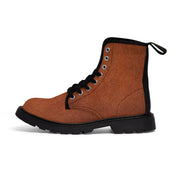 Women's Leather Look Brown Canvas Boots