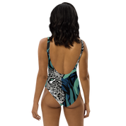 Fresh Designs Wild Cat Tropical Green & Black One-Piece Swimsuit