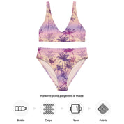 Fresh Designs Pink & Purple Palm Recycled High-Waisted Bikini