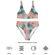 Fresh Floral Pink & Blue Floral Recycled High-Waisted Bikini