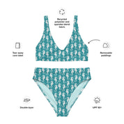 Fresh Designs Blue Seahorse Recycled High-Waisted bikini