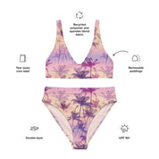 Fresh Designs Pink & Purple Palm Recycled High-Waisted Bikini