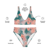 Fresh Floral Pink & Blue Floral Recycled High-Waisted Bikini