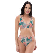 Fresh Floral Pink & Blue Floral Recycled High-Waisted Bikini