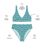 Fresh Designs Blue Seahorse Recycled High-Waisted Bikini