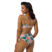 Fresh Floral Pink & Blue Floral Recycled High-Waisted Bikini