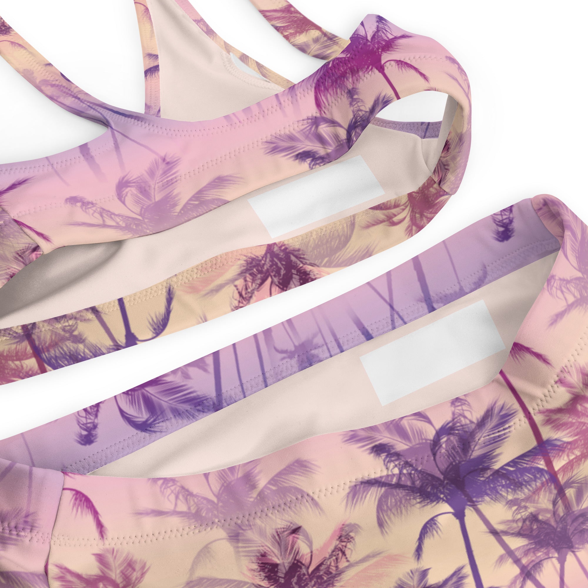 Fresh Designs Pink & Purple Palm Recycled High-Waisted Bikini