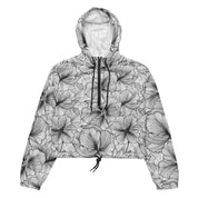Black And White Floral Women’s Cropped Windbreaker