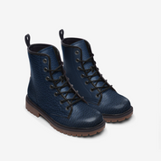 High-Quality Blue Faux Leather Lightweight Boots