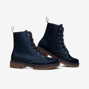 High-Quality Blue Faux Leather Lightweight Boots