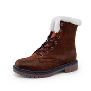 Brown Faux Leather Unisex Lace Up Winter Chukka Boots