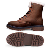 Brown Faux Leather Unisex Lace Up Winter Chukka Boots