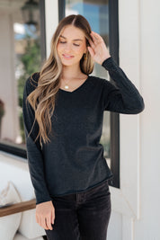 Alpine Raw Edge Long Sleeve Tee in Charcoal