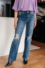 Rose High Rise 90's Straight Jeans in Dark Wash