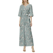 Floral Dolman Sleeve Belted Wide Leg Jumpsuit